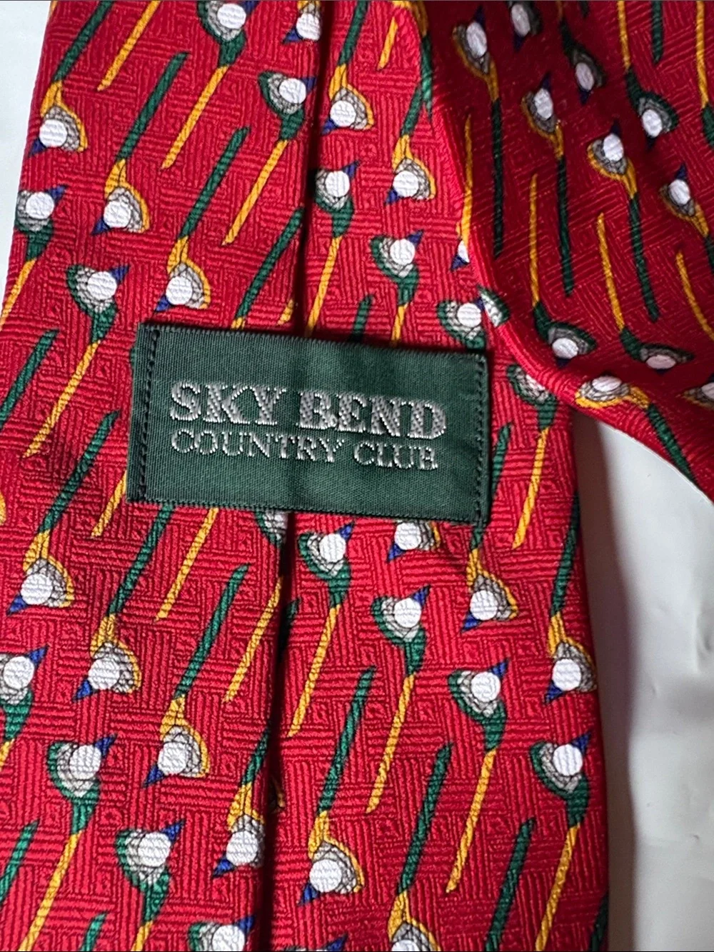 Red Silk Tie with Golf Motif